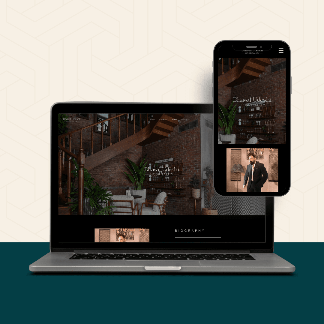 Dhaval Udeshi Hospitality — website design across desktop and mobile